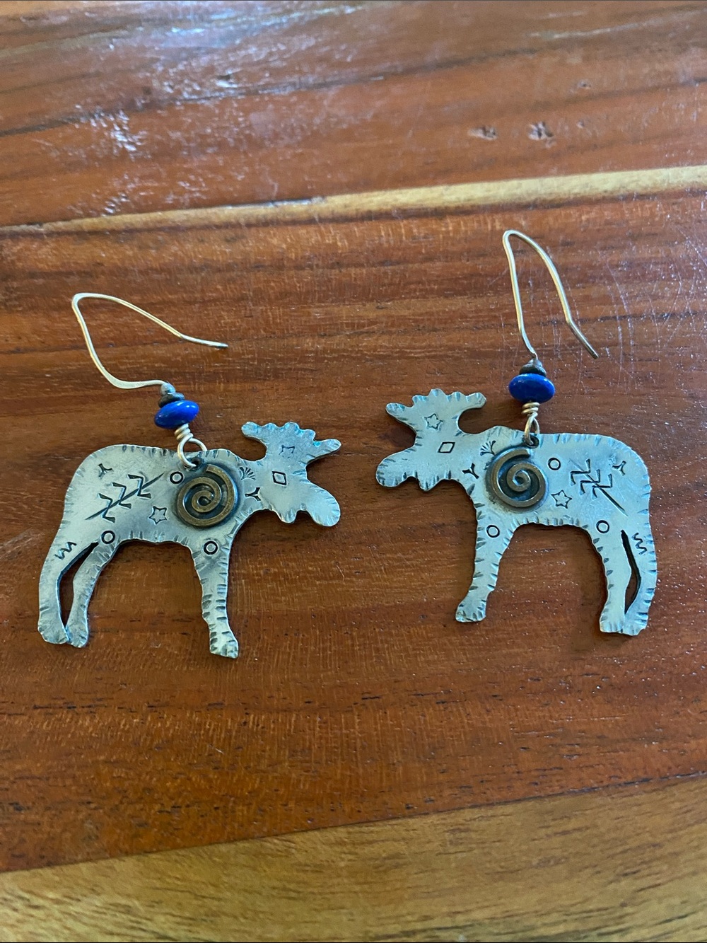 Marcia Q Miller cave moose Dangle Earrings mixed metal primitive modernist